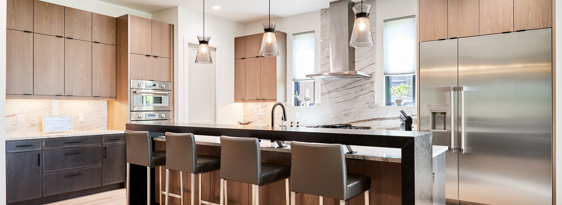 Kitchen with perspective of cabinets